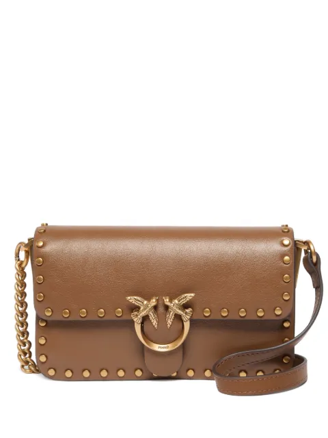 PINKO Love Birds stud-embellished shoulder bag Brown 107345A2JG