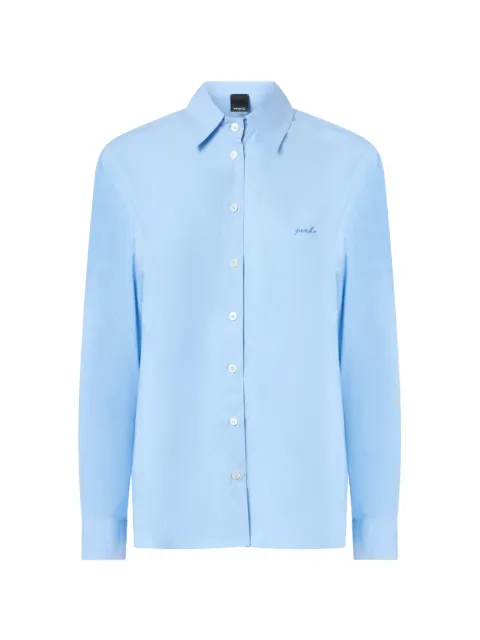 PINKO logo-embroidered cotton shirt Blue 106248A32L