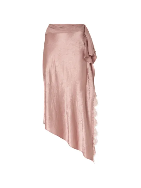 PINKO asymmetric midi skirt in satin Pink 107544A3GA