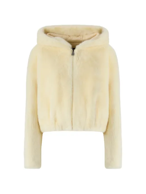 PINKO faux-fur hooded jacket Neutrals 107053A3E9