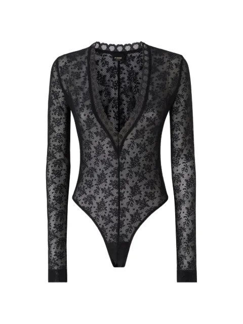 PINKO floral-lace V-neck bodysuit Black 107814A3OJ