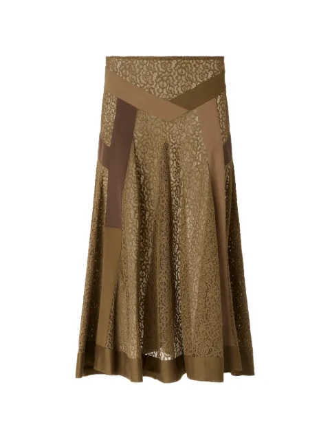 PINKO lace-panelled patchwork midi skirt Green 107781A3NT