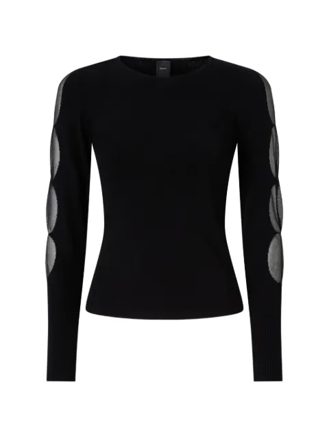 PINKO lightweight ribbed sweater with sheer details Black 107198A3H3