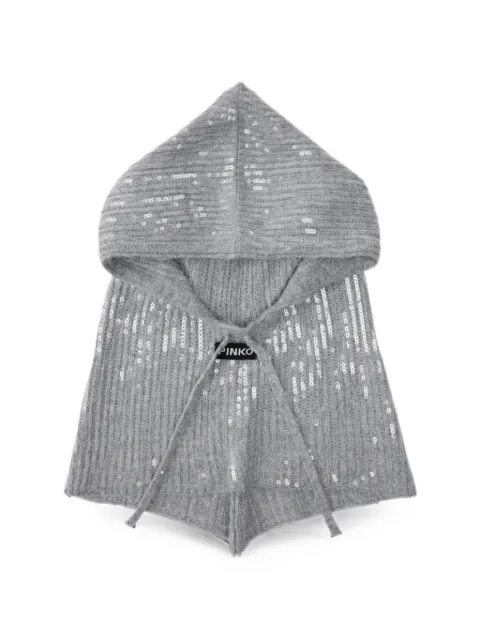 PINKO sequin-embellished ribbed-knit hood Grey 107252A3EJ