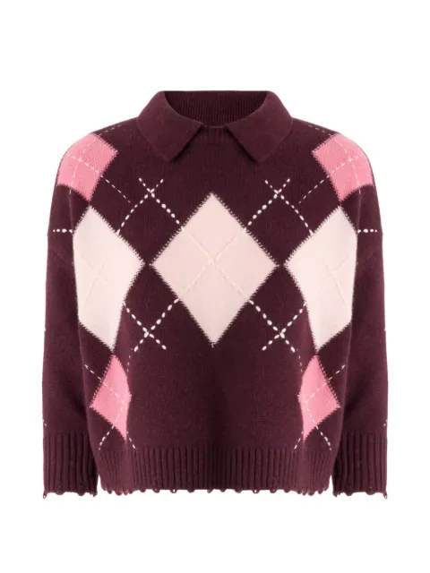 PINKO argyle-pattern distressed sweater Red 107286A3IE