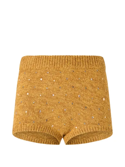 PINKO crystal-embellished knitted shorts Yellow 107338A3GD