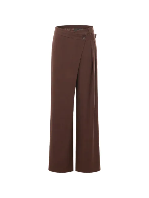 PINKO asymmetric-waistband pleated trousers Brown 105570A3GB