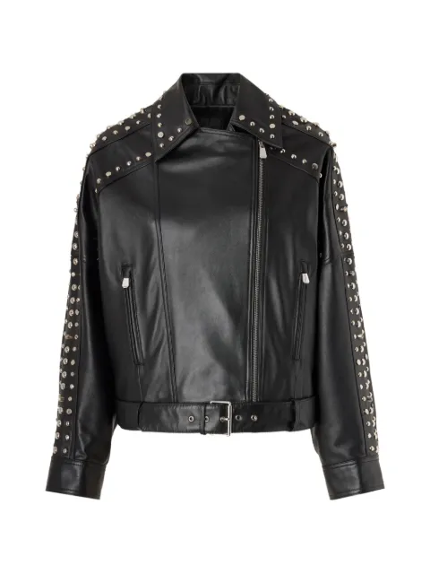 PINKO stud-embellished belted jacket Black 107164A3EB