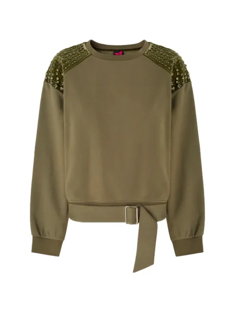 PINKO embellished buckled-hem sweatshirt Green 107819A3LC