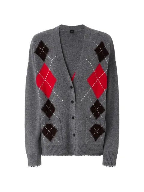 PINKO argyle-pattern distressed cardigan Grey 107291A3IE