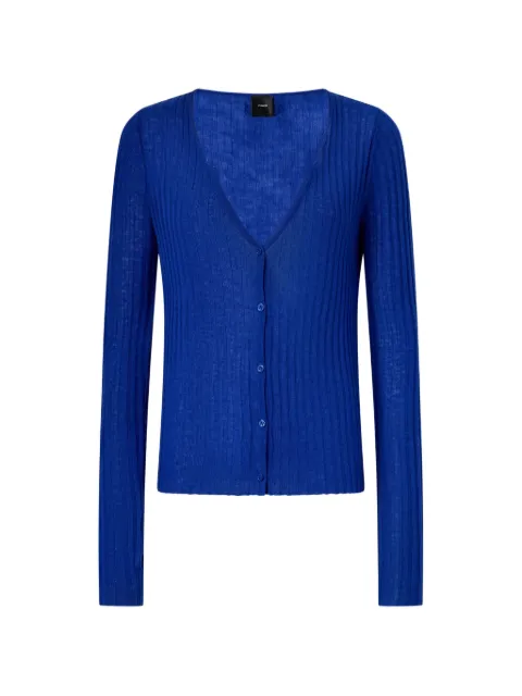 PINKO ribbed-knit V-neck cardigan Blue 107835A2Z6