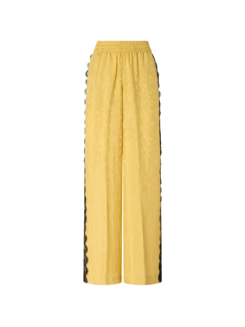 PINKO palazzo trousers with floral motif and lace trim Yellow 107147A3FC