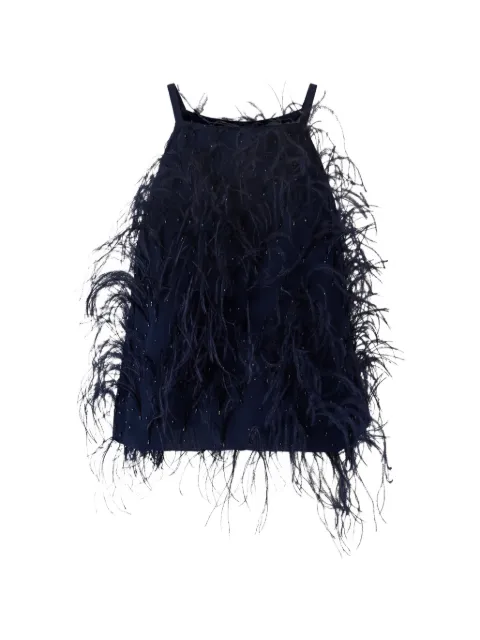 PINKO feather-trim sequin-embellished top Blue 107906A2SP