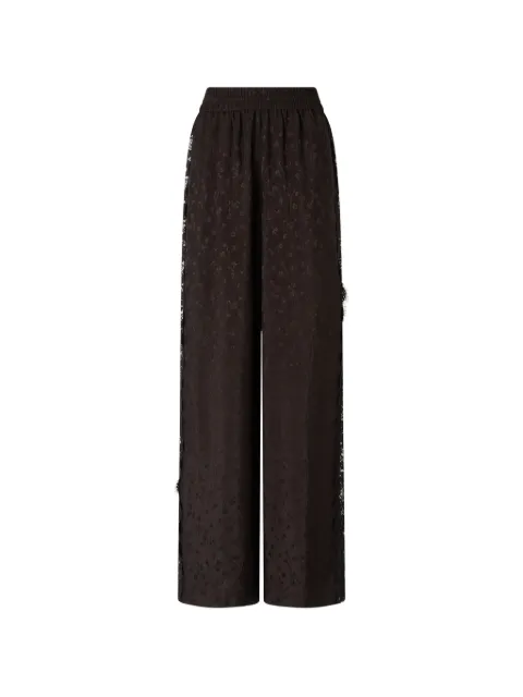 PINKO palazzo trousers with floral motif and lace trim Brown 107147A3FC
