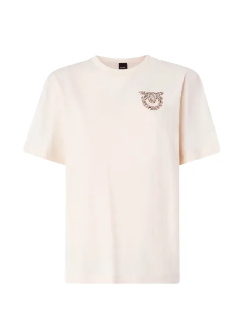 PINKO T-shirt with Love Birds jewel detail Neutrals 105526A3JP
