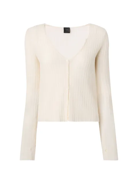 PINKO ribbed-knit V-neck cardigan Neutrals 107835A2Z6