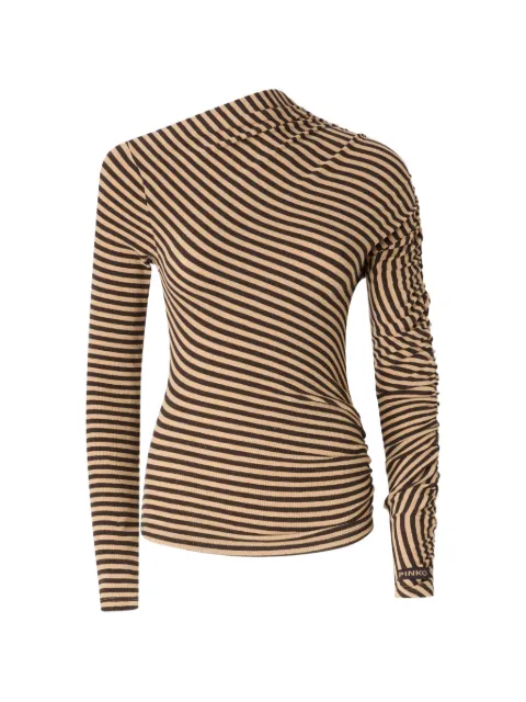 PINKO striped ruched-detail top Neutrals 107555A3KC