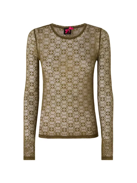 PINKO monogram-lace long-sleeve top Green 107737A3MK
