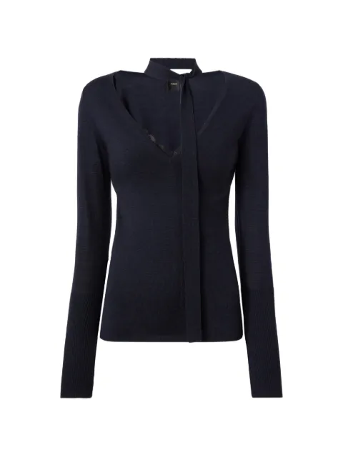 PINKO lace-trim tie-neck sweater Blue 107775A3O1