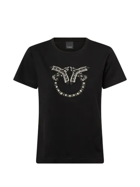 PINKO T-shirt with Love Birds jewel maxi embroidery Black 100535A3JP