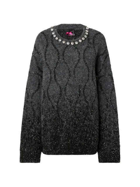 PINKO crystal-embellished sequin-pattern sweater Grey 107855A3OZ