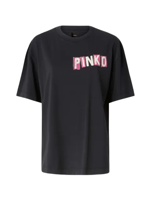 PINKO logo-print swan-graphic T-shirt Black 107314A3HW