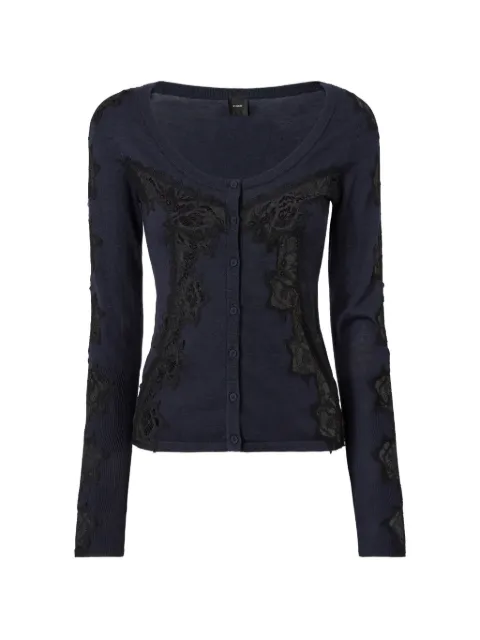 PINKO lace-trim button-up cardigan Blue 107774A3O1