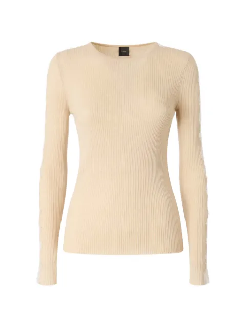 PINKO ribbed sweater with lace Neutrals 107269A3I0