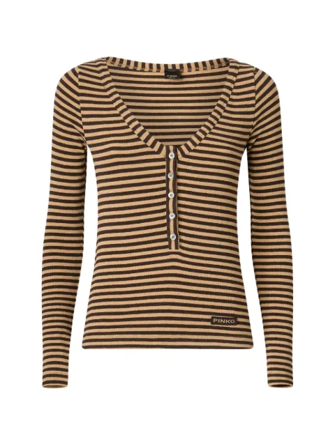 PINKO striped ribbed-knit T-shirt Neutrals 107514A3KC