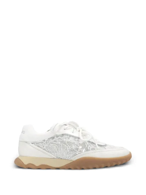 PINKO lace-panelled sequin-embellished sneakers White SS0229P176