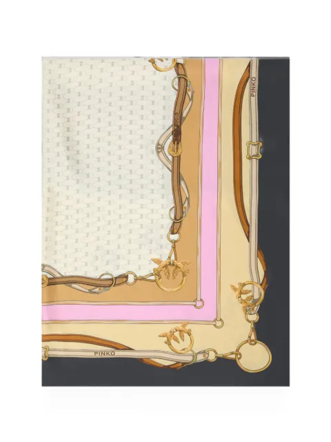 PINKO Love Birds monogram-print scarf Neutrals 106656A39N