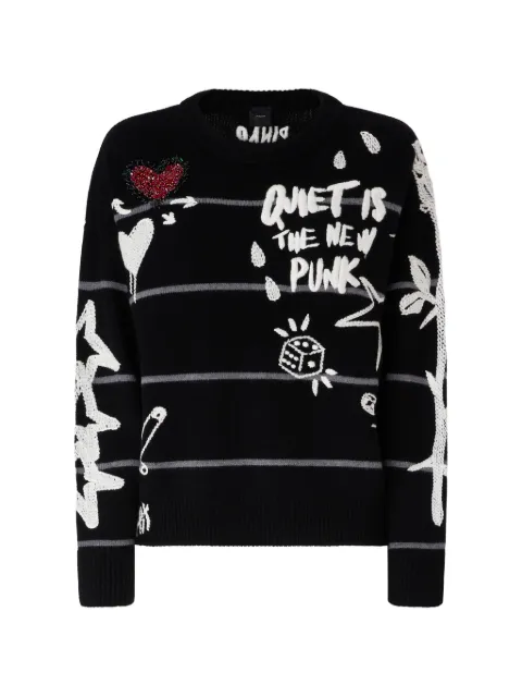 PINKO intarsia-knit sequin-embellished sweater Black 107502A2PK