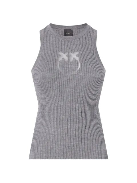 PINKO ribbed top with sheer Love Birds logo Grey 107321A18M