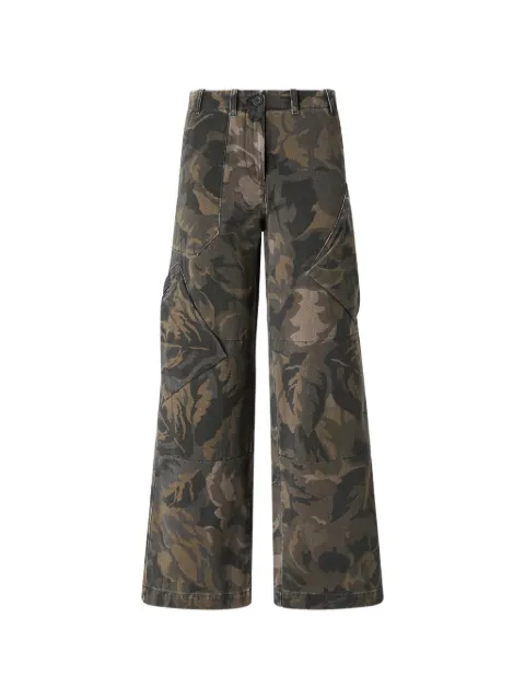 PINKO camouflage-print wide-leg cargo pants Green 107766A3NZ
