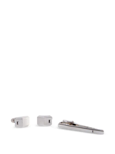 Saint Laurent Pre-Owned 1990s Cassandre-logo cuff-links and tie clip set (set of three) Silver 15016500