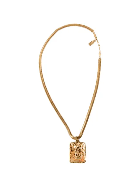 Saint Laurent Pre-Owned 1990s Cassandre-plaque necklace Gold 15016503
