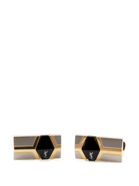 Saint Laurent Pre-Owned 1990s Cassandre-logo cuff-links Gold 15016501