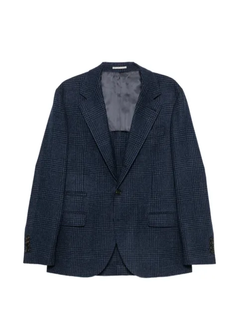 Brunello Cucinelli check-pattern single-breasted blazer Blue MV4437BTDC777