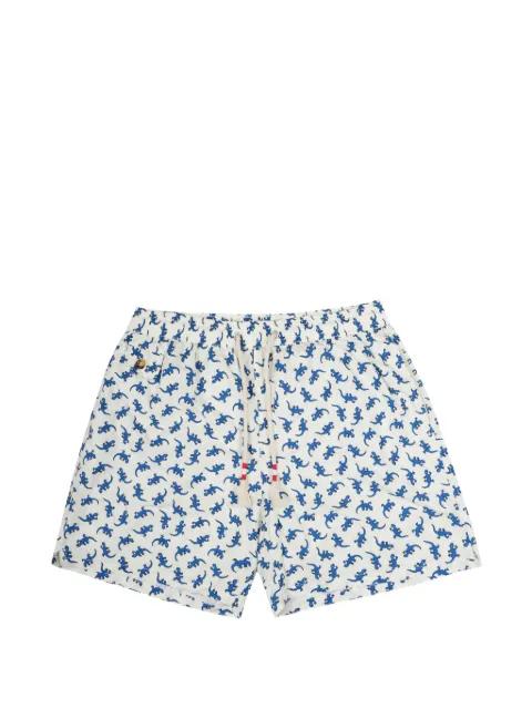 MC2 Saint Barth gecko-print drawstring swim shorts Neutrals LIG001303619L10