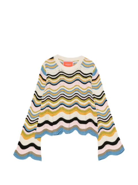 La DoubleJ chevron-pattern cropped sweater Neutrals PUL0265KNI158VA499