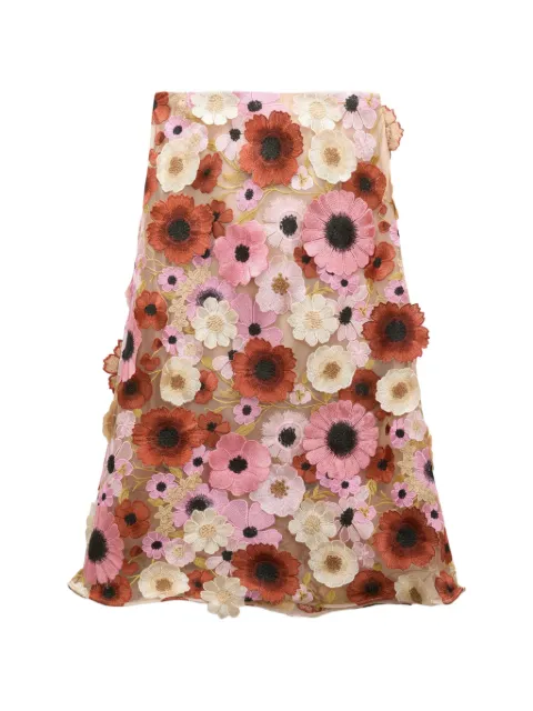 Dorothee Schumacher Blooming Meadow 3D floral-embroidered A-line midi skirt Neutrals 547105