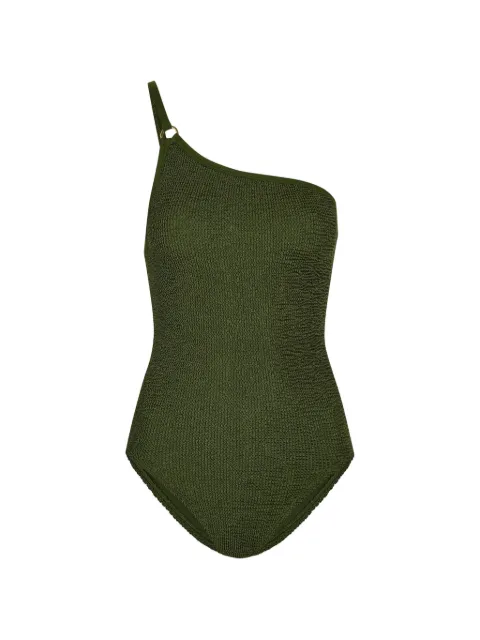 Hunza G Clara one-shoulder swimsuit Green CLARASWIM