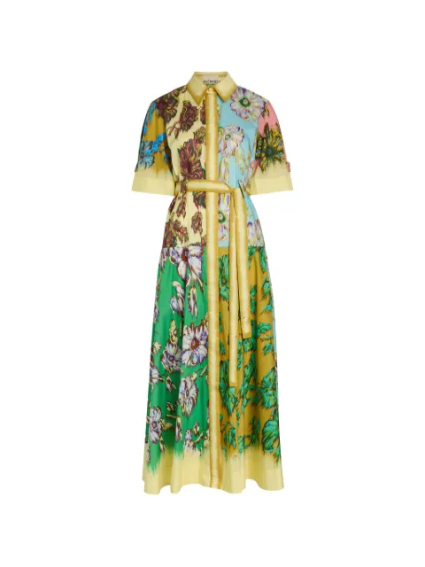 ALEMAIS Jerry floral-print belted maxi shirt dress Yellow 7745D