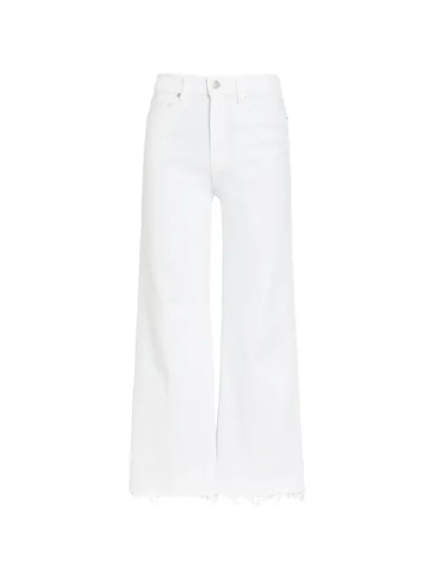 FRAME Le Slim Palazzo raw-edge frayed wide-legjeans White LSPCRF238