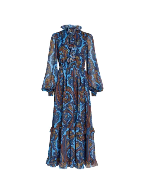 ETRO ruffled paisley-print maxi dress Blue WRHA065899SAS1N