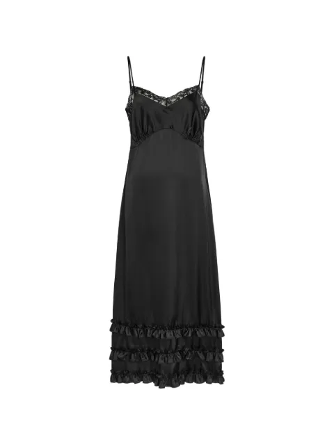Simone Rocha lace-trim ruffled midi dress Black 74911009