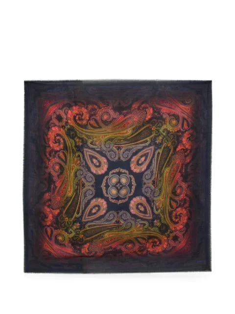 ETRO paisley-print frayed scarf Blue WAYA0001AK199