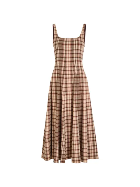 STAUD Wells plaid-pattern sleeveless midi dress Brown R26P2190HC