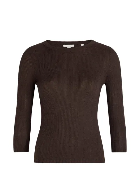 Vince ribbed-knit boat-neck sweater Brown V208779906
