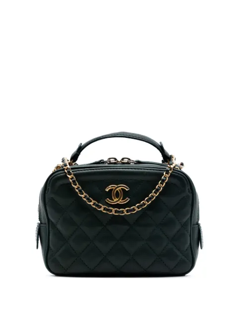 CHANEL Pre-Owned 2018-2019 Small CC Quilted Calfskin Top Handle Vanity Case with Chain satchel Green X1Y1PJYZMZUF2PYK